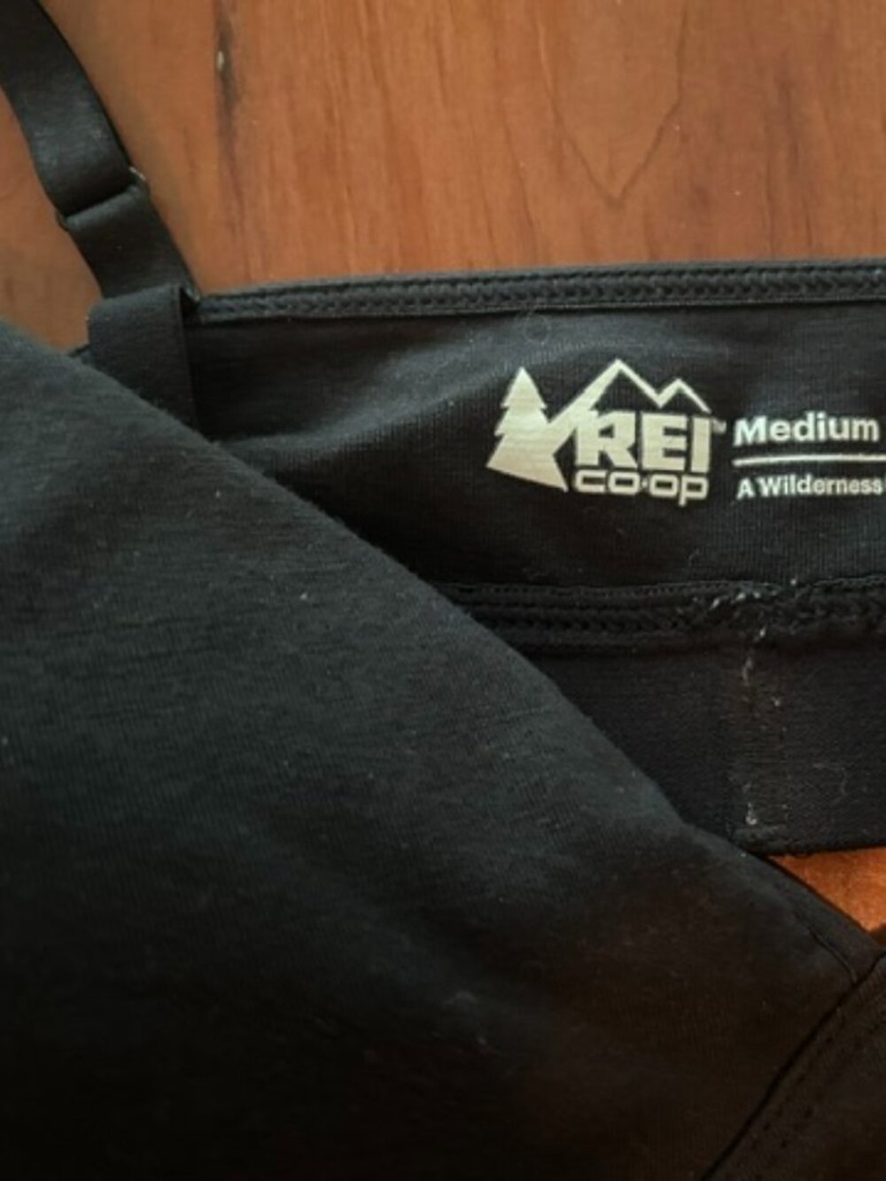 REI Black Merino Bra with pads, size Medium - Picture 2 of 2